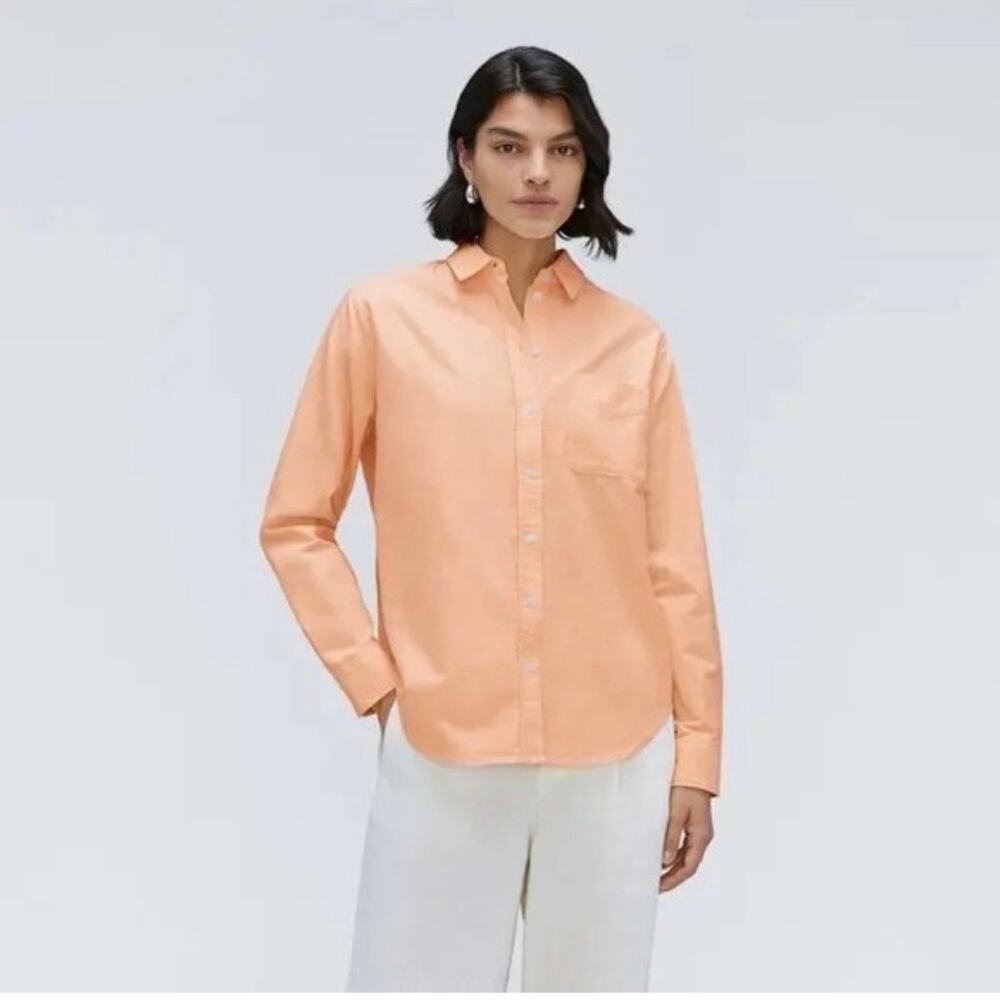 Everlane The Relaxed Oxford Shirt Apricot Organic Cotton Womens Size 2 Button Up